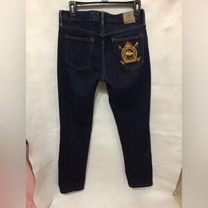 Ralph Lauren Blue Skinny Jeans with Embroidered Design